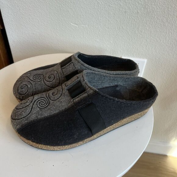 Haflinger Spirit Gray Wool Spirals Clogs Slipper Shoes - Women's Size 39 US 8.5 - Picture 1 of 9